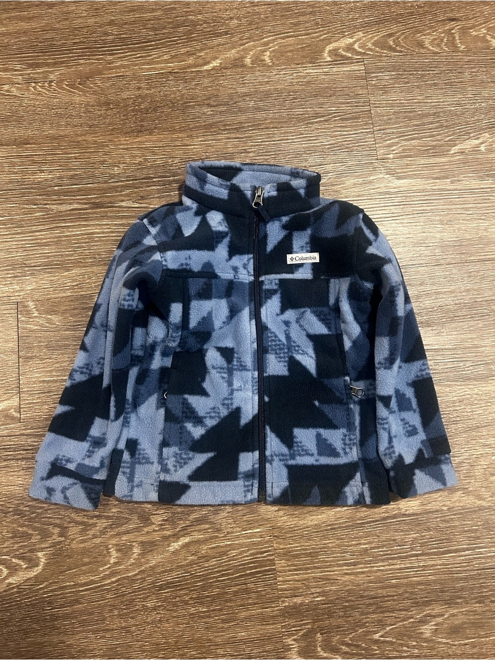 Columbia Kids Navy and Light Blue Geometric Fleece Jacket